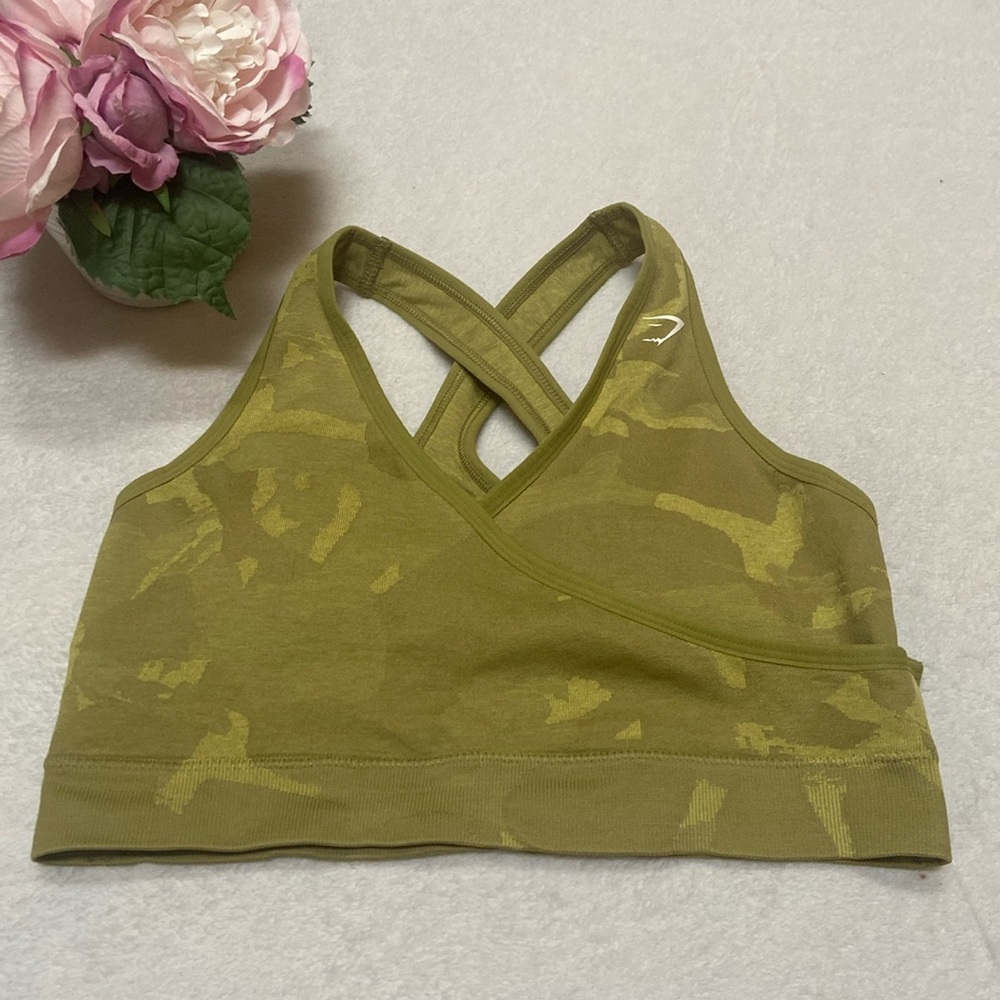 Gymshark Olive Camo Sports Bra